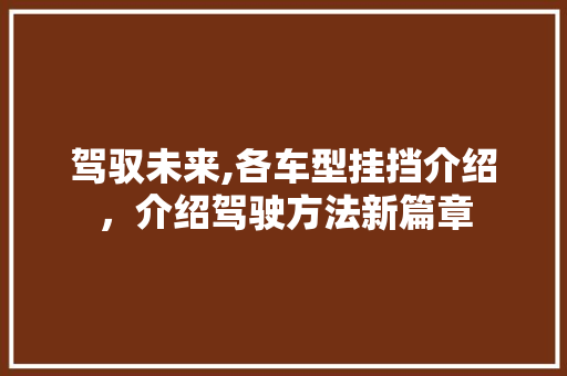 驾驭未来,各车型挂挡介绍，介绍驾驶方法新篇章