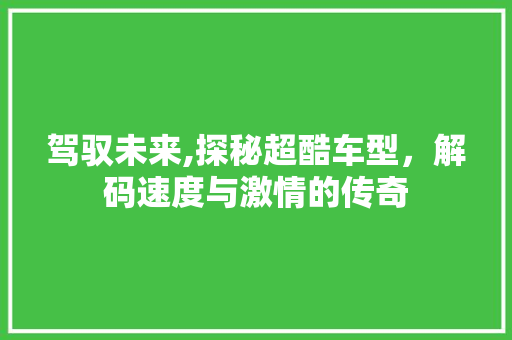 驾驭未来,探秘超酷车型，解码速度与激情的传奇 发动机配件