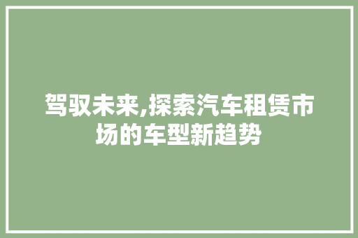 驾驭未来,探索汽车租赁市场的车型新趋势