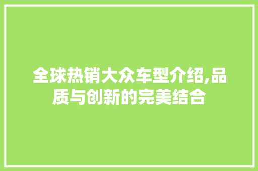 全球热销大众车型介绍,品质与创新的完美结合