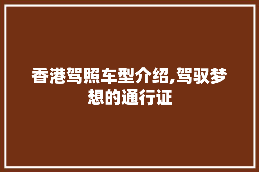 香港驾照车型介绍,驾驭梦想的通行证