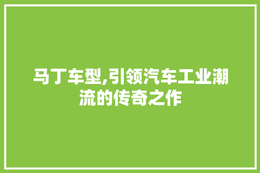 马丁车型,引领汽车工业潮流的传奇之作