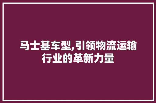 马士基车型,引领物流运输行业的革新力量
