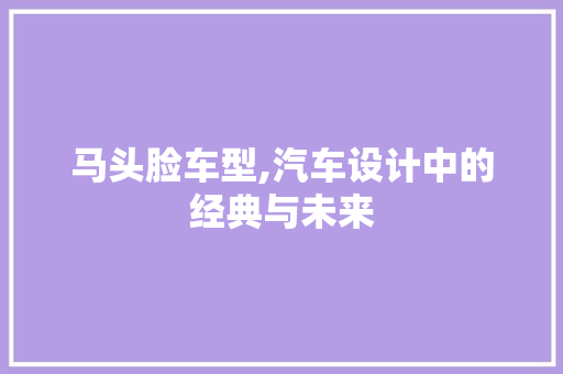 马头脸车型,汽车设计中的经典与未来