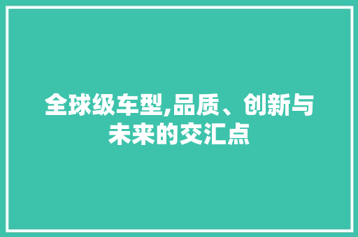 全球级车型,品质、创新与未来的交汇点