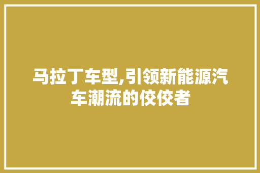 马拉丁车型,引领新能源汽车潮流的佼佼者