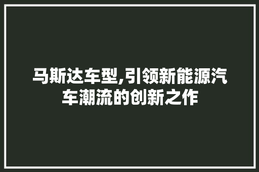 马斯达车型,引领新能源汽车潮流的创新之作