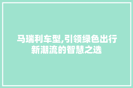 马瑞利车型,引领绿色出行新潮流的智慧之选
