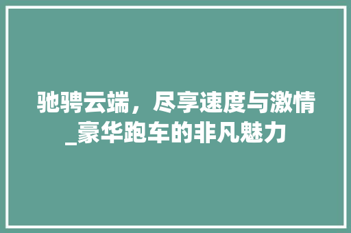 驰骋云端，尽享速度与激情_豪华跑车的非凡魅力