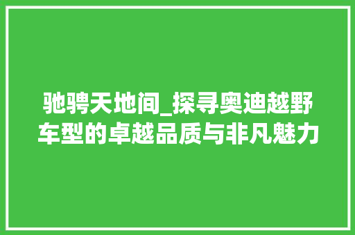 驰骋天地间_探寻奥迪越野车型的卓越品质与非凡魅力