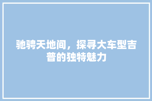 驰骋天地间，探寻大车型吉普的独特魅力