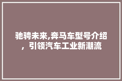 驰骋未来,奔马车型号介绍，引领汽车工业新潮流