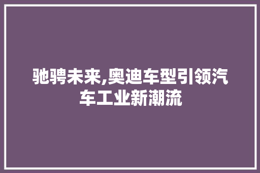 驰骋未来,奥迪车型引领汽车工业新潮流