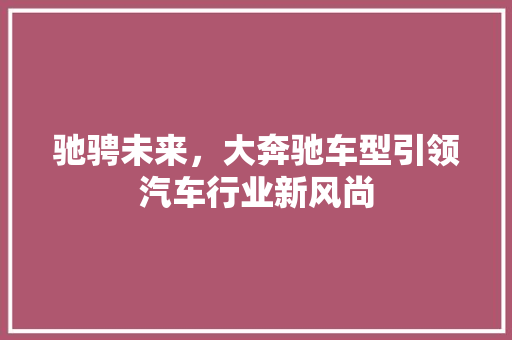 驰骋未来，大奔驰车型引领汽车行业新风尚