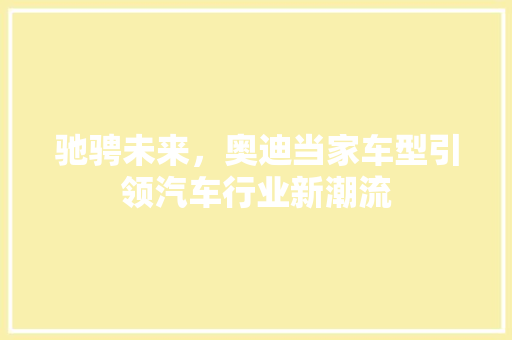 驰骋未来，奥迪当家车型引领汽车行业新潮流