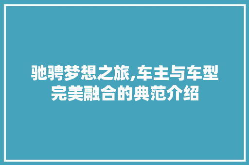 驰骋梦想之旅,车主与车型完美融合的典范介绍