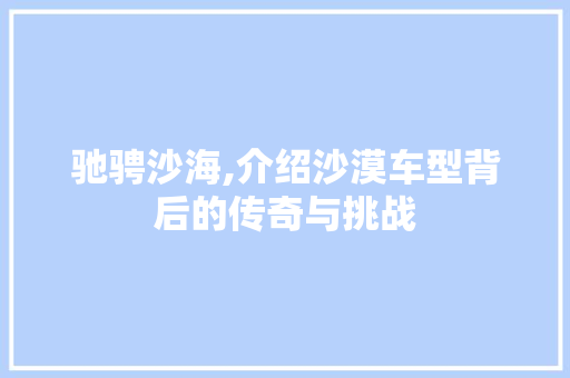 驰骋沙海,介绍沙漠车型背后的传奇与挑战