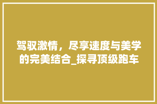 驾驭激情，尽享速度与美学的完美结合_探寻顶级跑车车型推荐