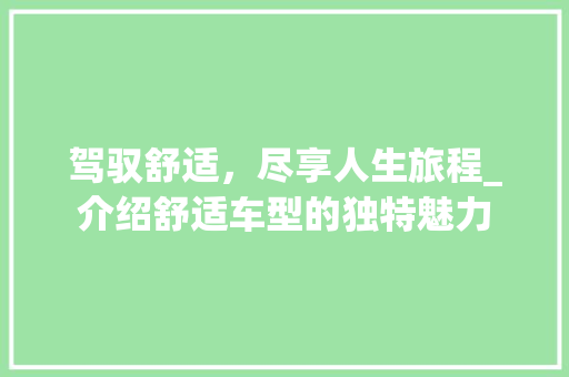 驾驭舒适，尽享人生旅程_介绍舒适车型的独特魅力