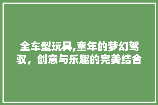 全车型玩具,童年的梦幻驾驭，创意与乐趣的完美结合