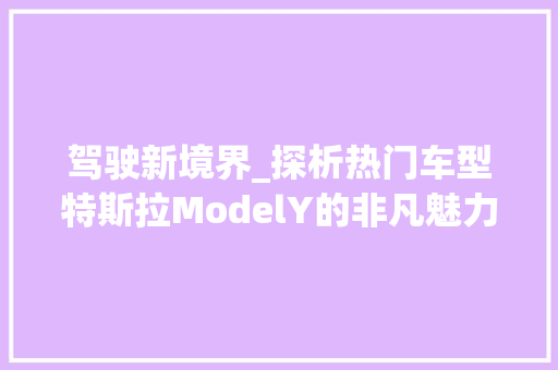 驾驶新境界_探析热门车型特斯拉ModelY的非凡魅力