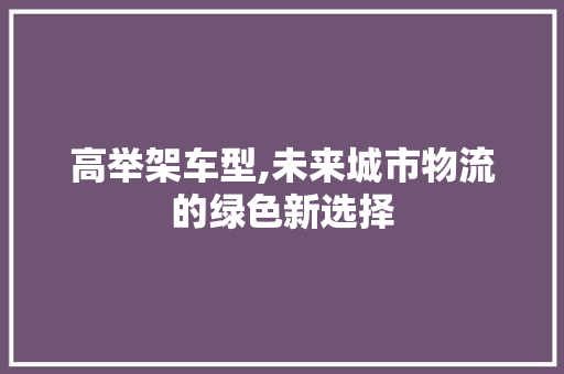 高举架车型,未来城市物流的绿色新选择