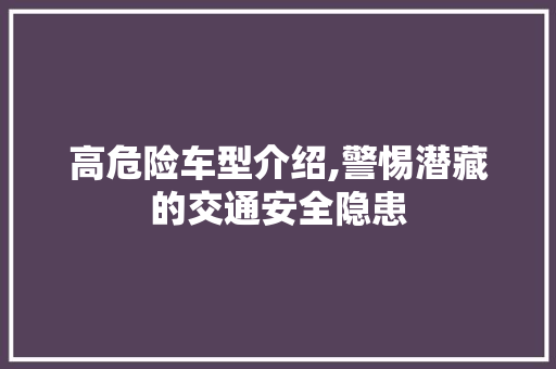 高危险车型介绍,警惕潜藏的交通安全隐患