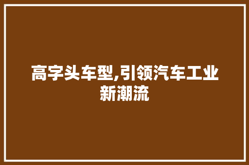 高字头车型,引领汽车工业新潮流