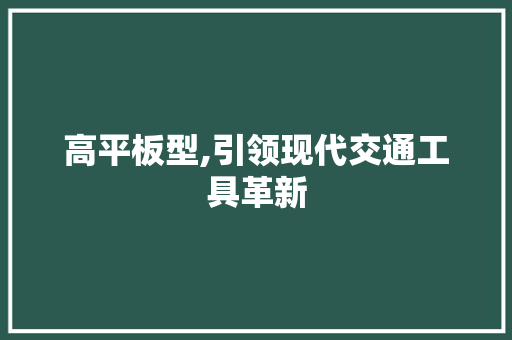 高平板型,引领现代交通工具革新