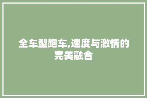 全车型跑车,速度与激情的完美融合