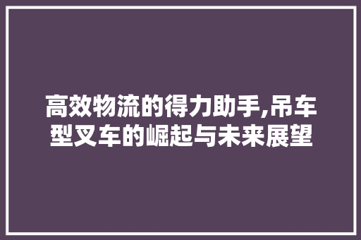 高效物流的得力助手,吊车型叉车的崛起与未来展望