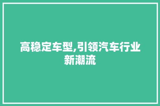 高稳定车型,引领汽车行业新潮流