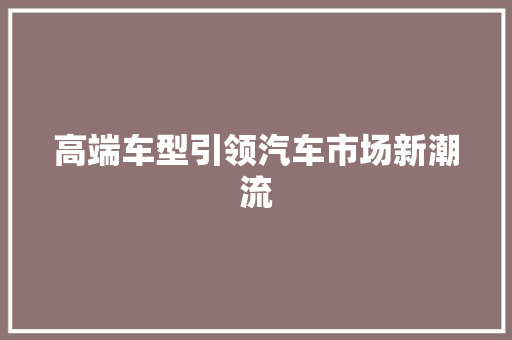 高端车型引领汽车市场新潮流