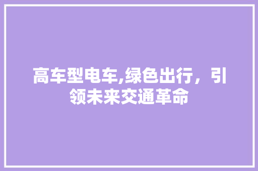 高车型电车,绿色出行，引领未来交通革命