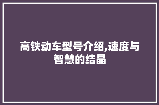 高铁动车型号介绍,速度与智慧的结晶