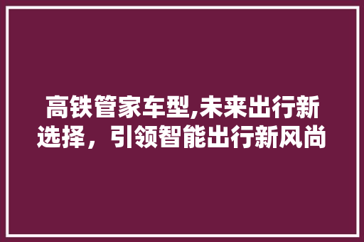 高铁管家车型,未来出行新选择，引领智能出行新风尚