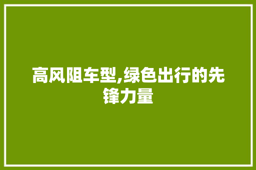 高风阻车型,绿色出行的先锋力量