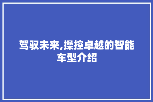 驾驭未来,操控卓越的智能车型介绍