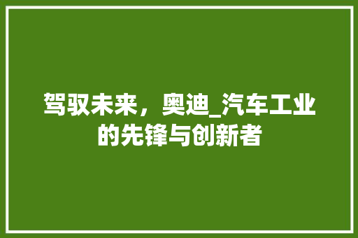 驾驭未来，奥迪_汽车工业的先锋与创新者