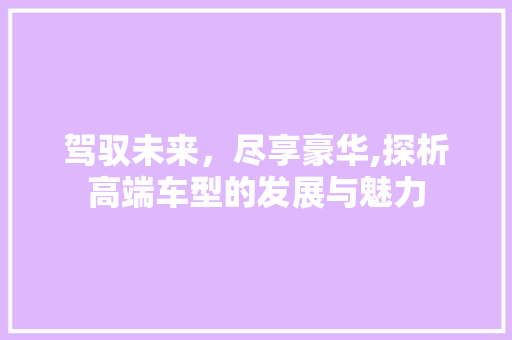 驾驭未来，尽享豪华,探析高端车型的发展与魅力