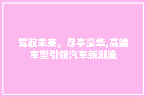 驾驭未来，尽享豪华,高端车型引领汽车新潮流