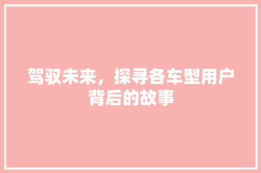 驾驭未来，探寻各车型用户背后的故事