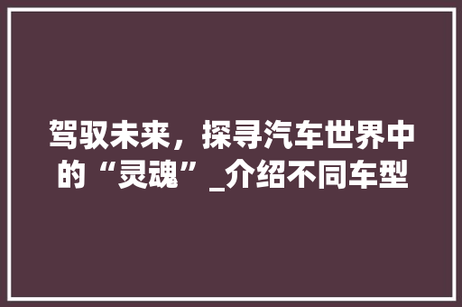 驾驭未来，探寻汽车世界中的“灵魂”_介绍不同车型的独特魅力
