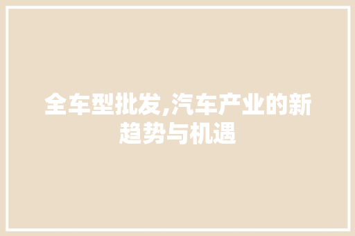 全车型批发,汽车产业的新趋势与机遇