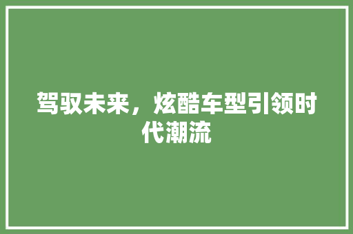驾驭未来，炫酷车型引领时代潮流