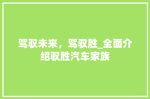 驾驭未来，驾驭胜_全面介绍驭胜汽车家族