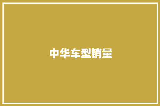 中华车型销量