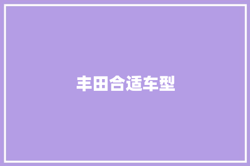 丰田合适车型 新款车型