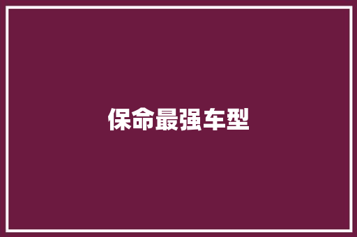 保命最强车型