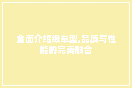 全面介绍级车型,品质与性能的完美融合